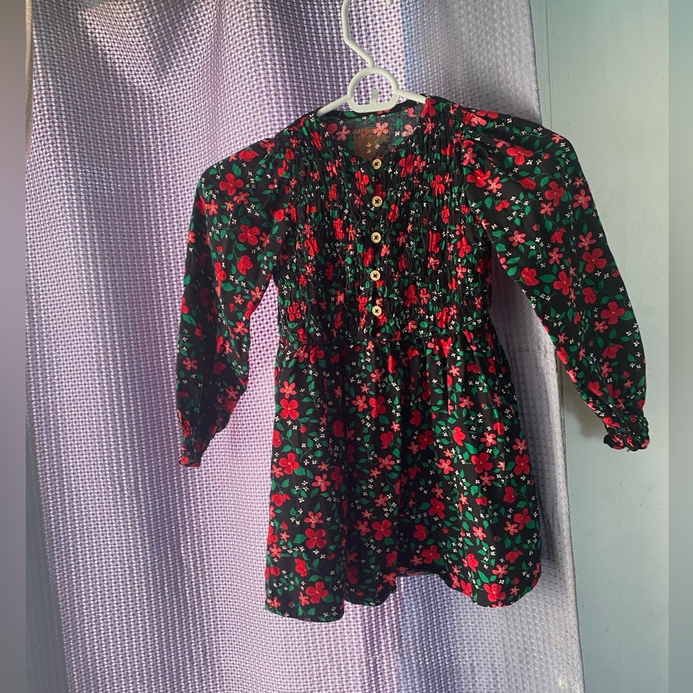 Floral Kids Shirt - Green and Red